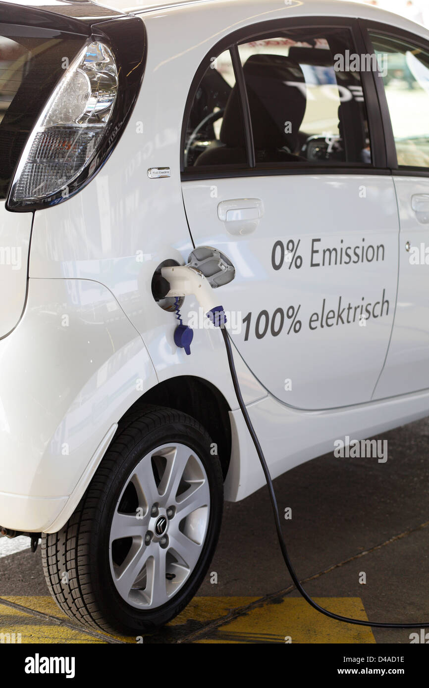 Berlin, Germany, the Citroen C-Zero Full Electric is recharged with electricity Stock Photo