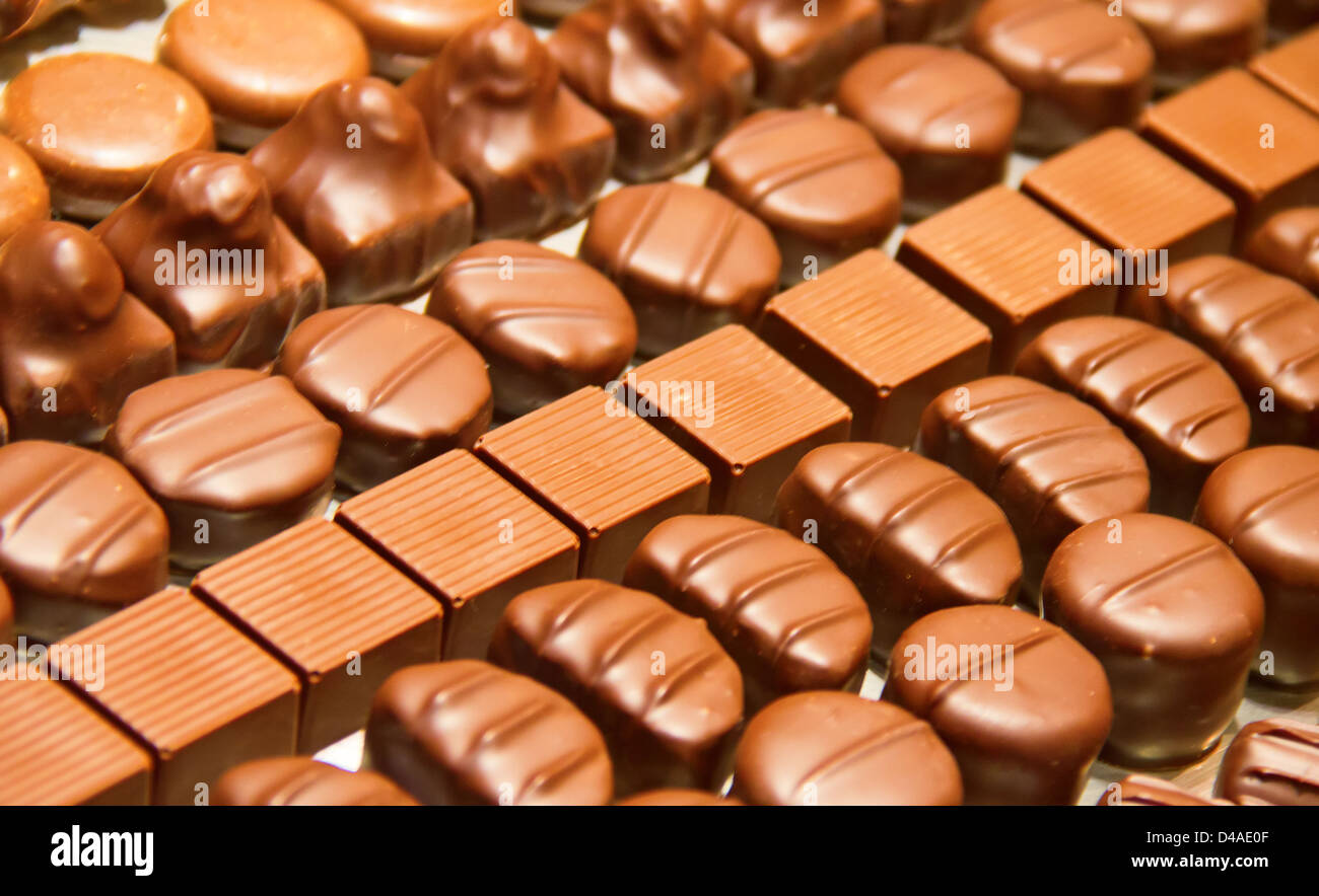 Variety of hand made swiss chocolate Stock Photo Alamy