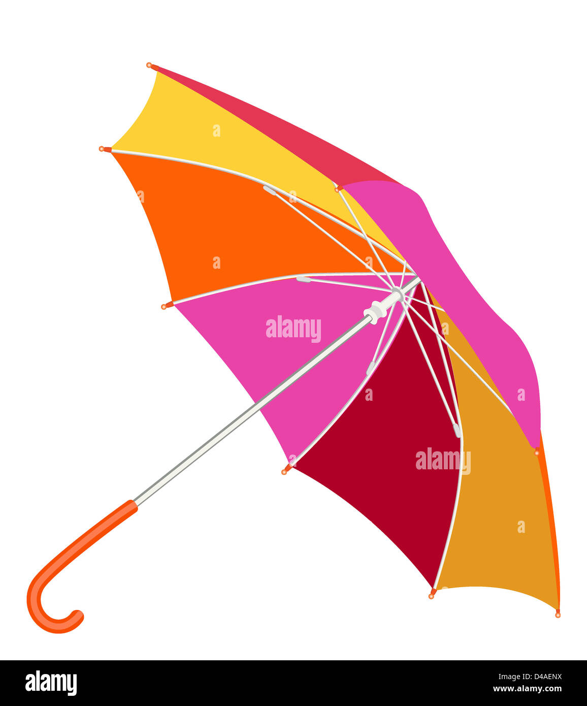 Multicolored umbrella on a white background Stock Photo - Alamy
