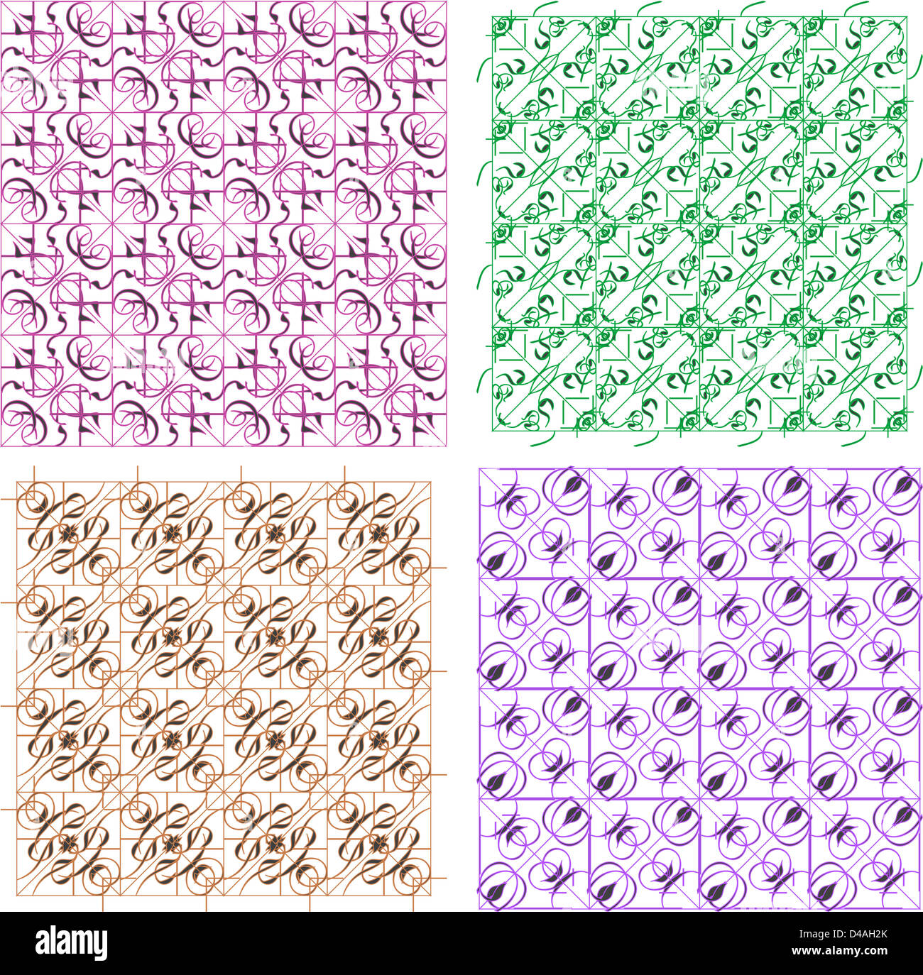 Seamless vintage wallpaper pattern, set of four colors Stock Photo - Alamy