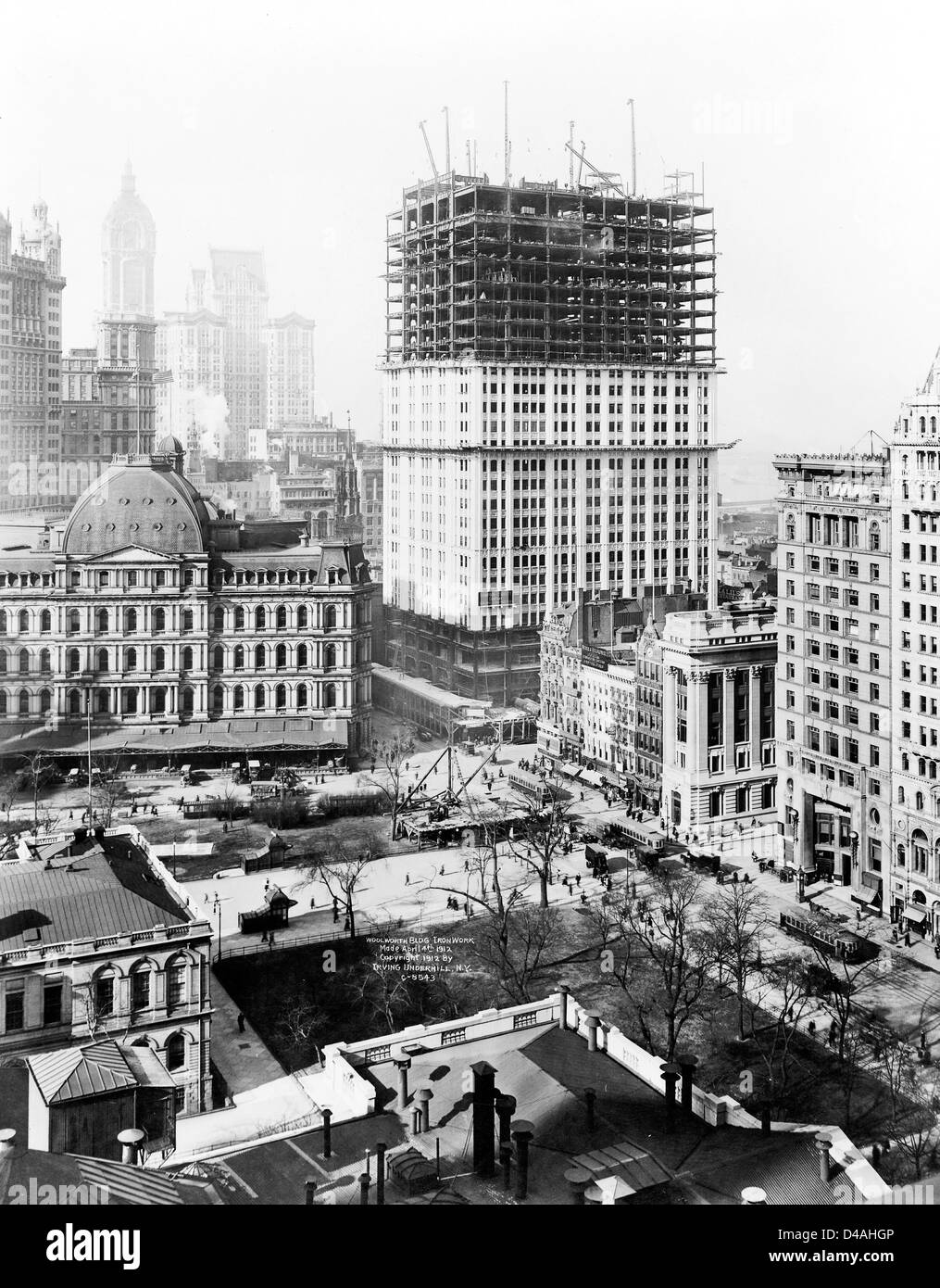 Woolworth Building during construction, New York City, USA Stock Photo