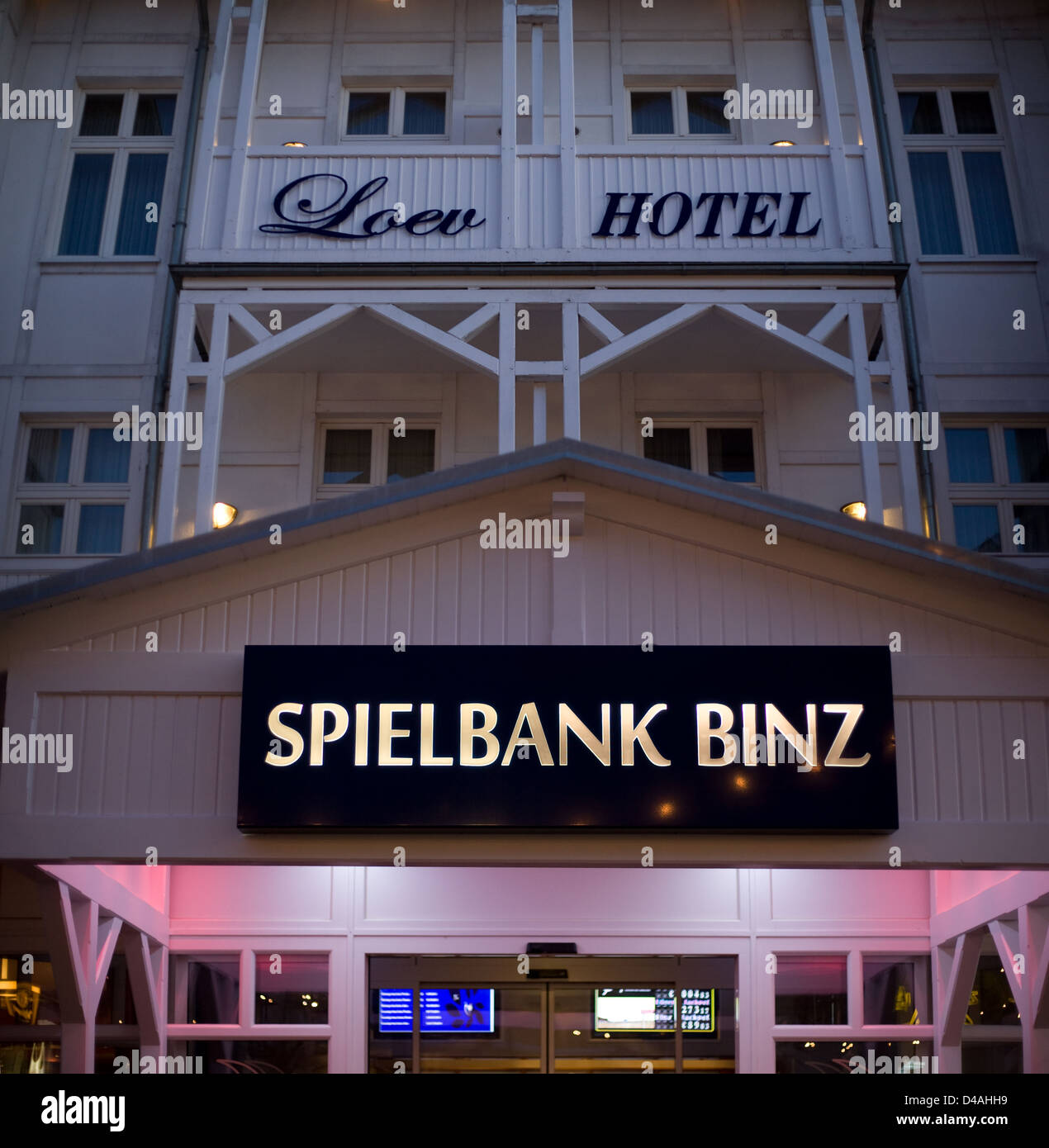 Binz, Germany, the entrance to the casino in the Love Hotel Binz on the island of Ruegen Stock Photo