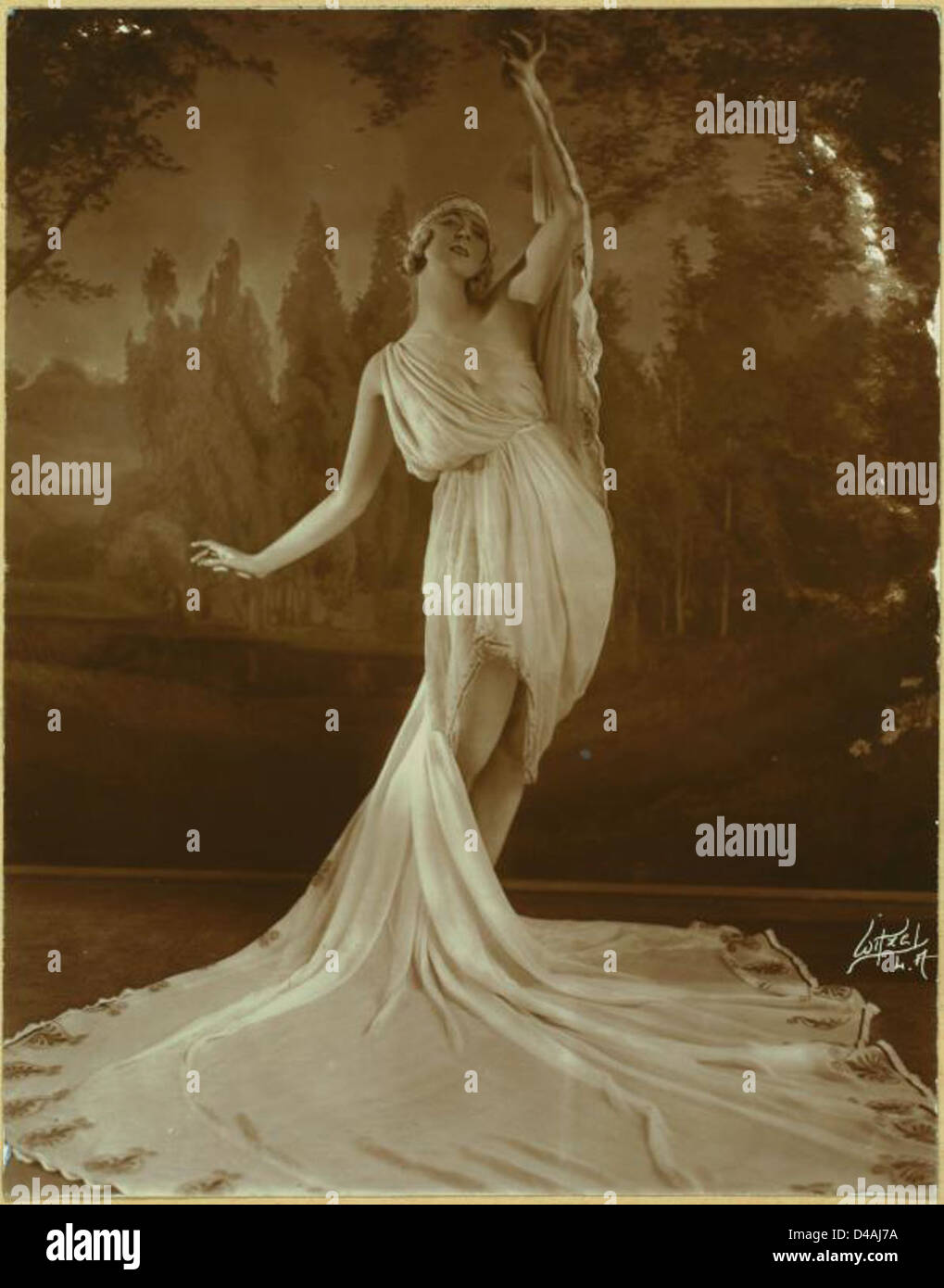 Ruth St Denis in The Greek Veil Plastique. Used in vaudevil... Stock Photo