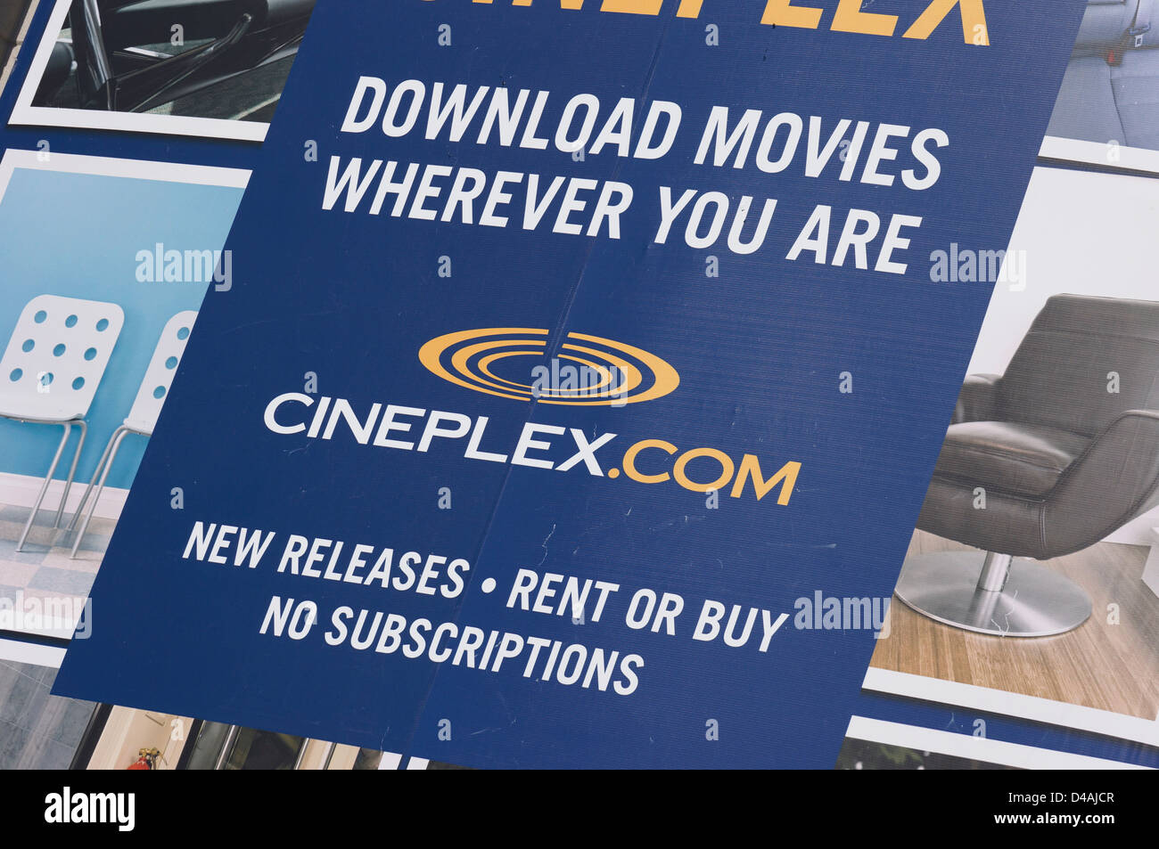 Cineplex Download Movies Ad closeup Stock Photo