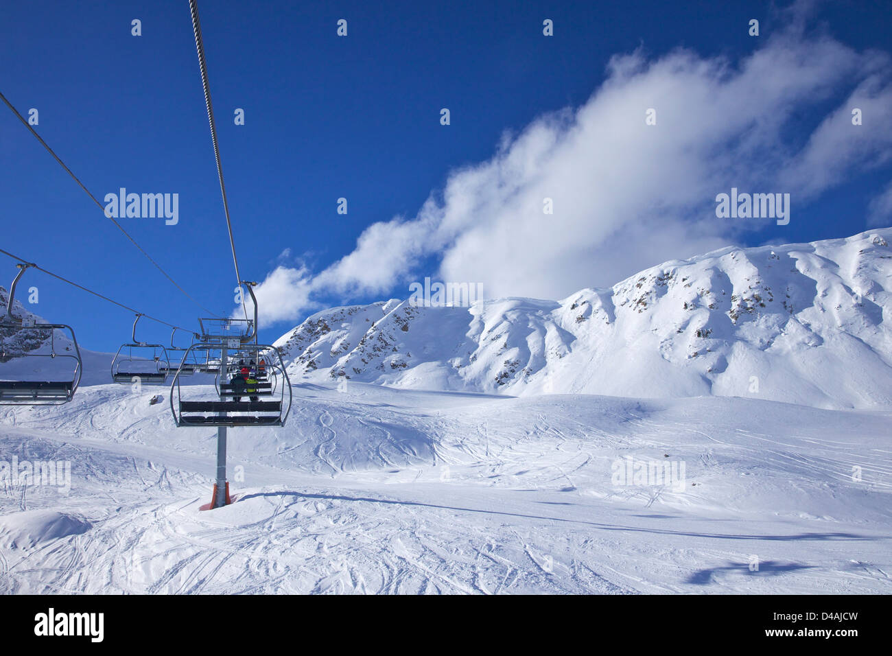 Crozats chairlift, La Plagne, Savoie, French Alps, France, Europe Stock Photo