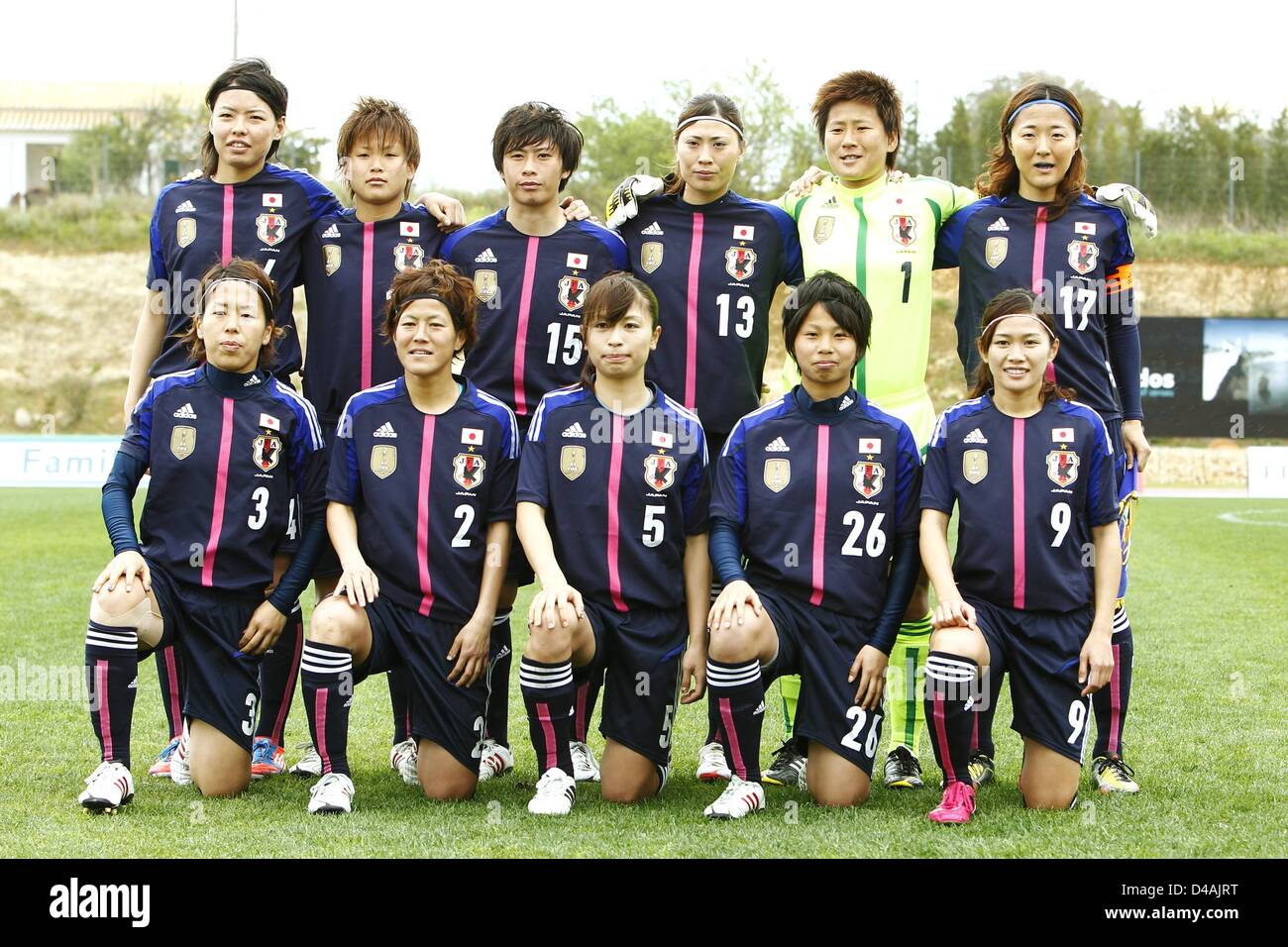 Japan team group line-up (JPN), MARCH 8, 2013 - Football / Soccer : The 2013 Algarve Women's Football Cup, match between Germany and Japan in Estadio Municipal da Bela Vista, Parchal, Portugal. (Photo by AFLO) [3604] Stock Photo