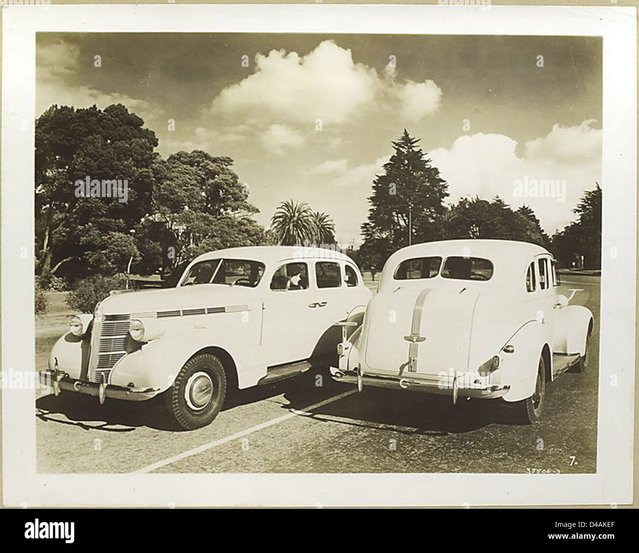 [1937 Pontiac De Luxe Eight - front and rear look.] Stock Photo