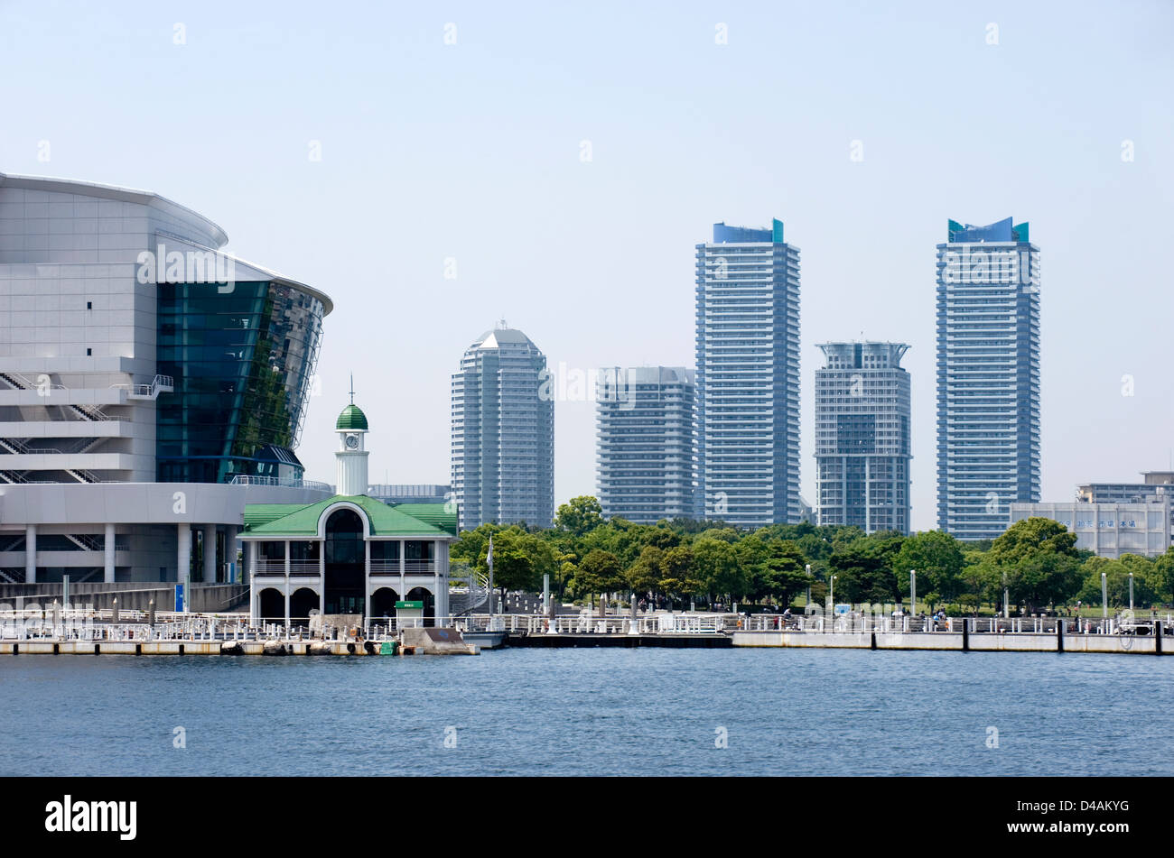 High-rise condominiums along the waterfront of Yokohama Bay in Yokohama, Kanagawa, Japan Stock Photo