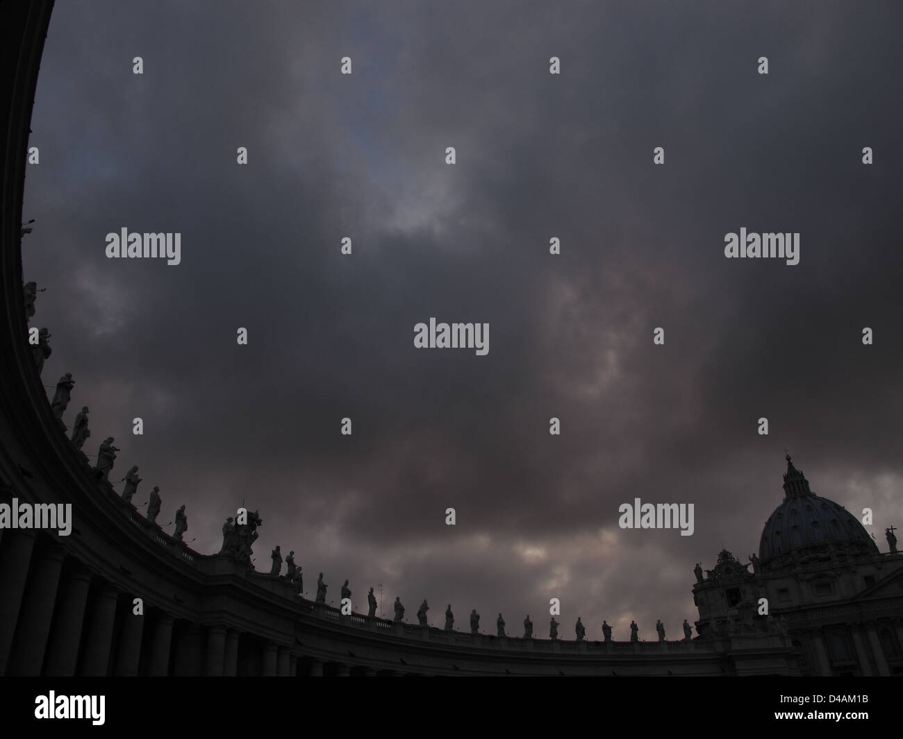 Saint Peter in Vatican, Rome, at sunset in a cloudy day Stock Photo