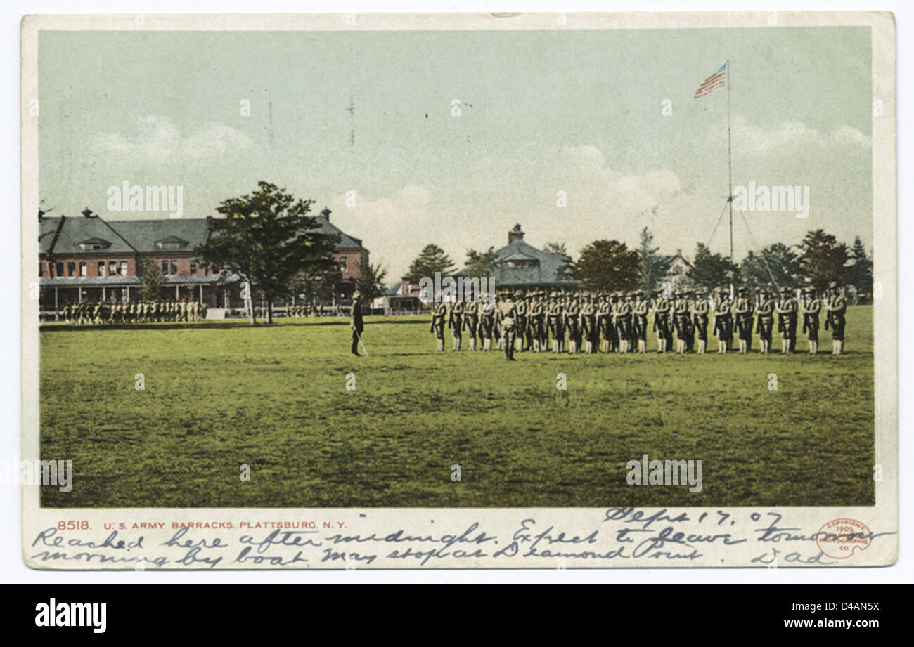 This 1925 photograph shows the U.S. Army barracks at Plattsburgh, New ...