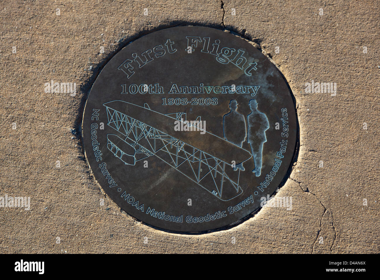 Memorial plaque at Wright Brothers National Memorial Stock Photo