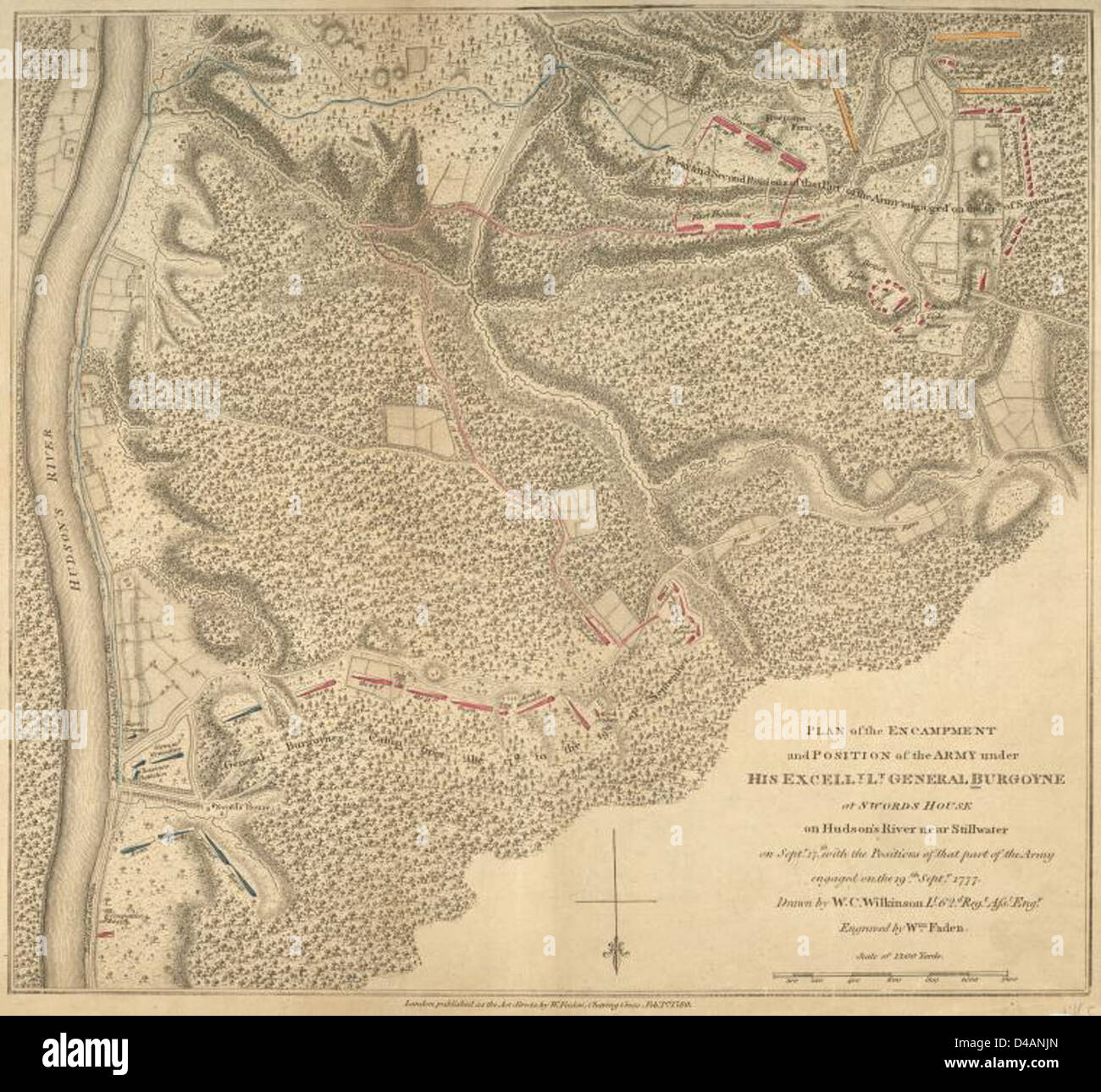 Plan of the encampment and position of the army under His Ex... Stock Photo