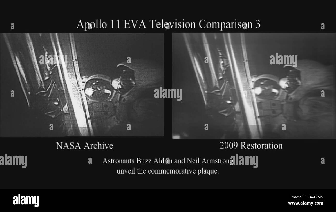 Apollo 11 Video Restoration - Plaque Comparison Stock Photo