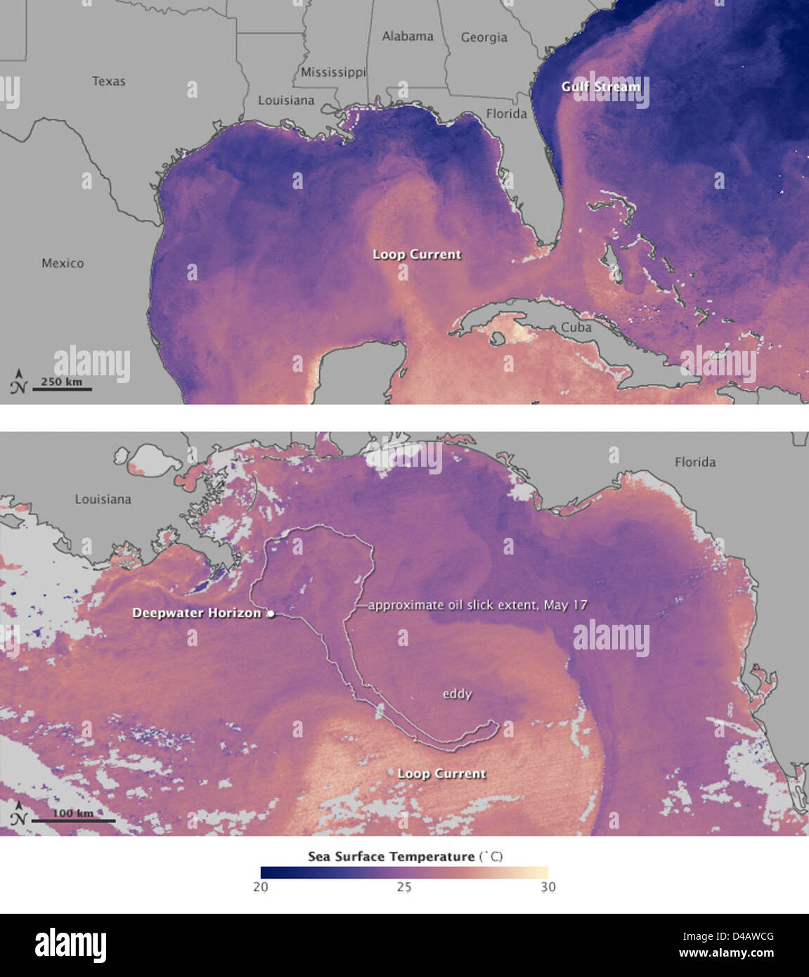 Gulf Oil Slick Approaching Loop Current Stock Photo Alamy