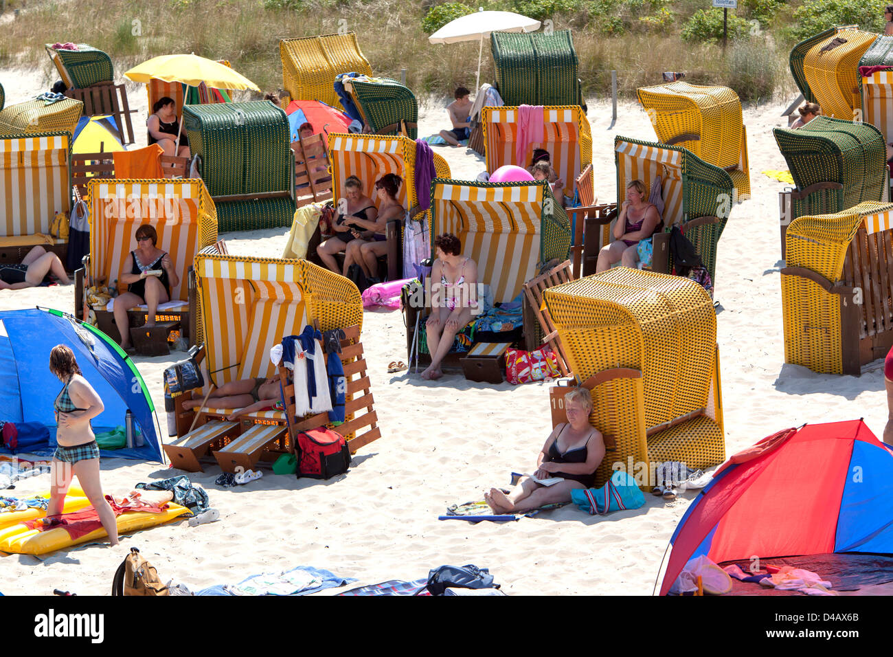 Holiday on the beach at Rygen, Germany Stock Photo