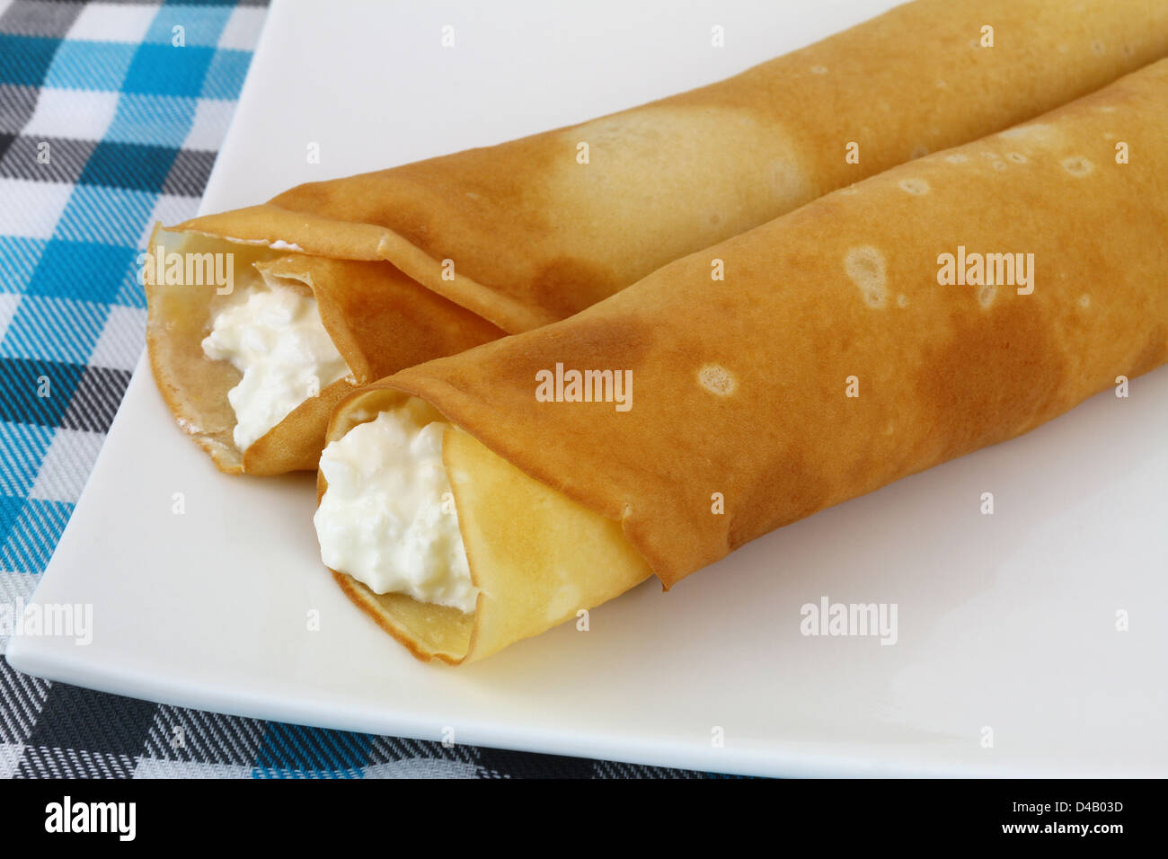 Crepes with cottage cheese Stock Photo Alamy