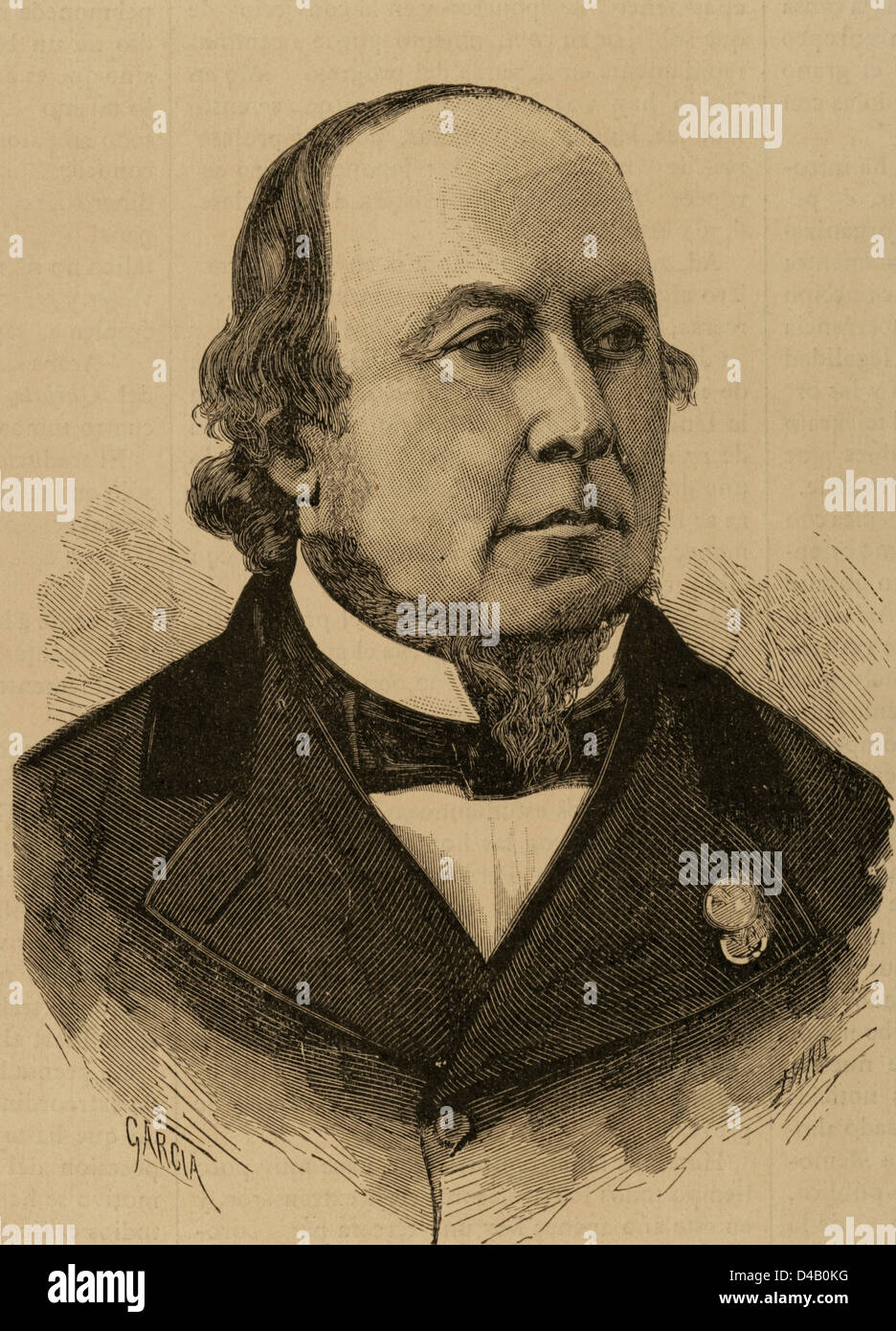 Narciso Carbo de Aloy (1826-1890). Spanish physician and researcher. Engraving. Stock Photo