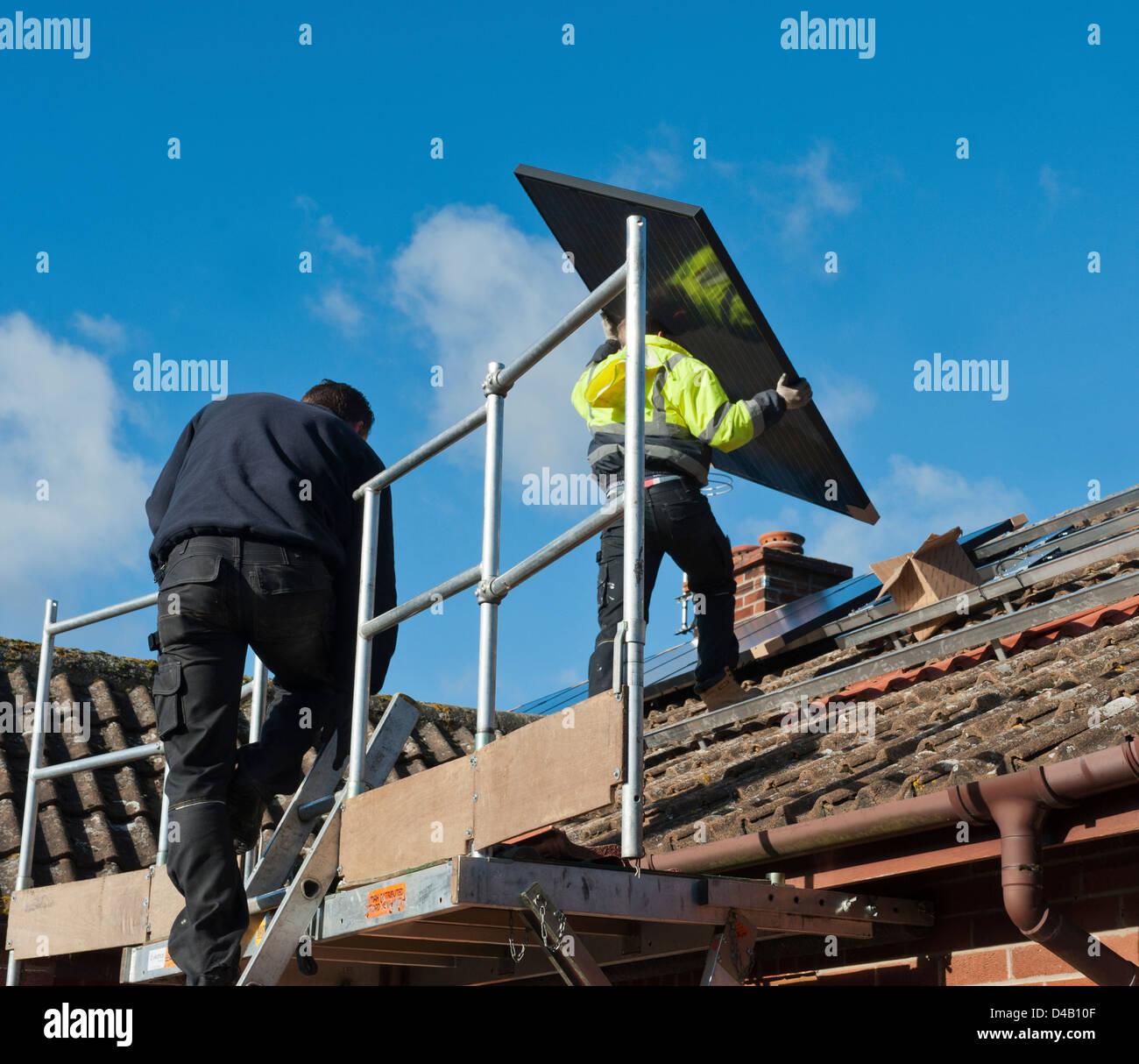 Solar Panel Technology Images engineers installing photovoltaic panels Stock Photo - Alamy