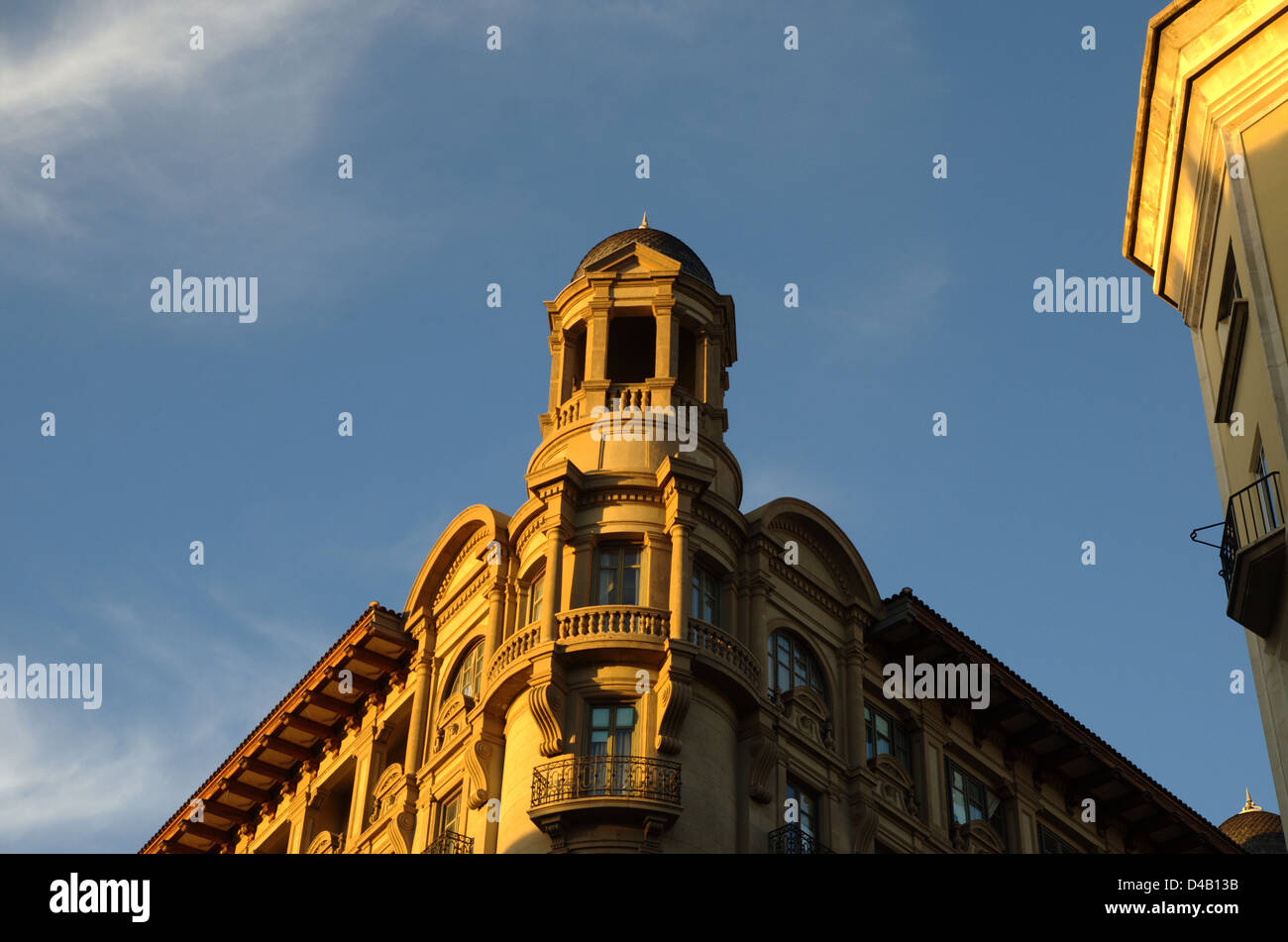 A building of the Via Layetana of Barcelona at evening. Stock Photo