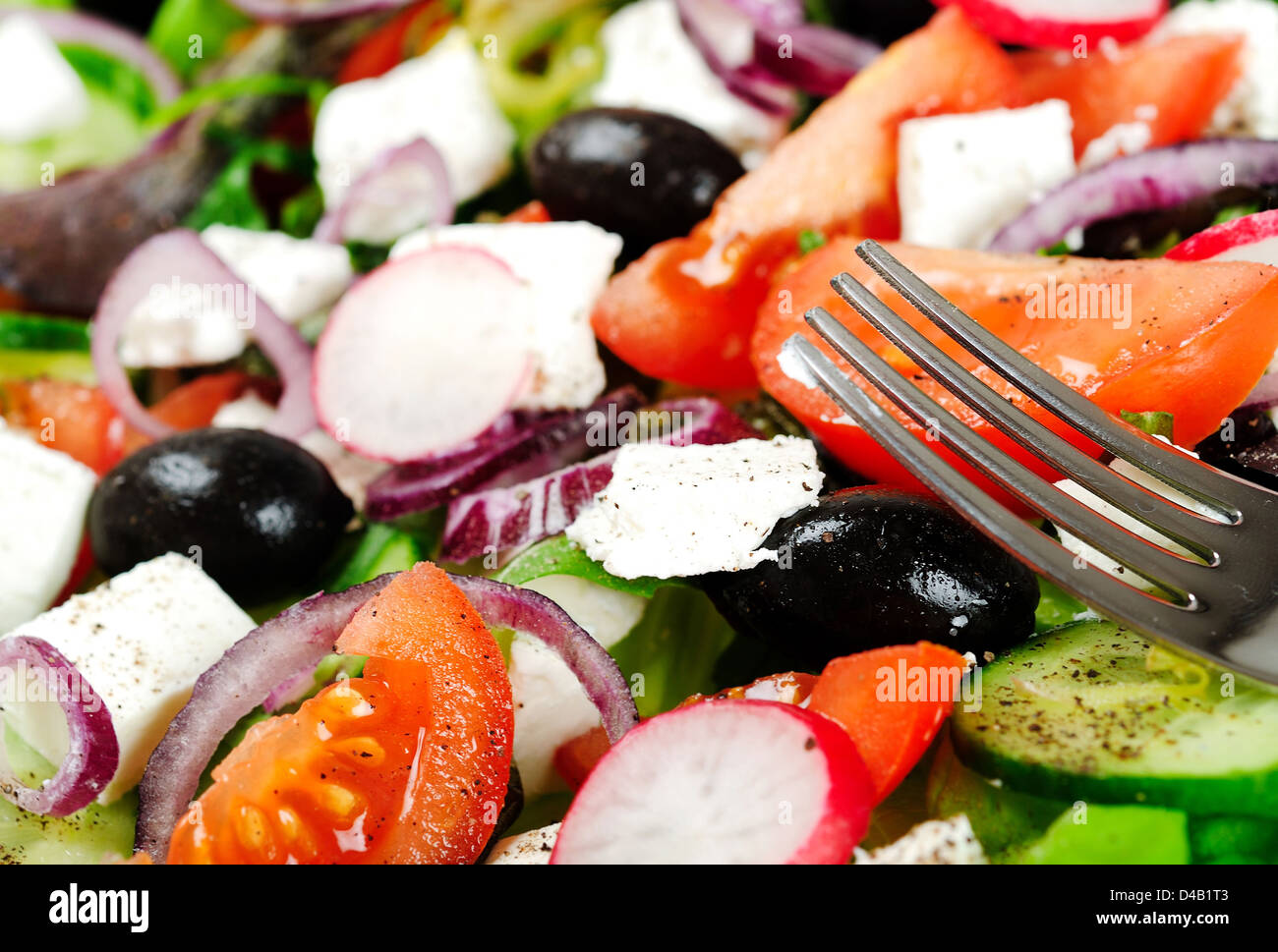 Closeup of salad and fork Stock Photo