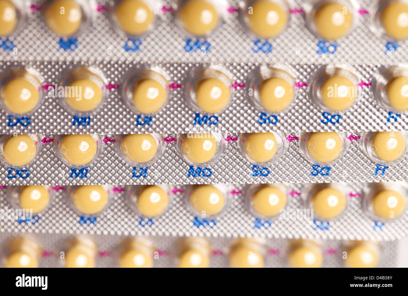 Contraceptive Pill. tablets (Birth Control Pills) background Stock Photo