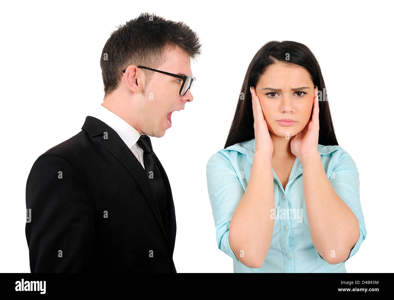 Isolated young business couple argue Stock Photo - Alamy
