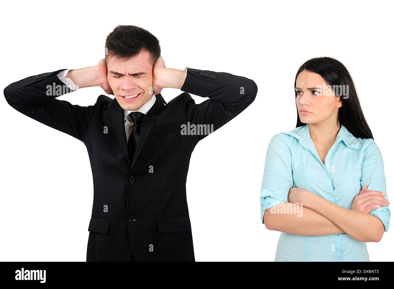 Isolated young business couple argue Stock Photo - Alamy