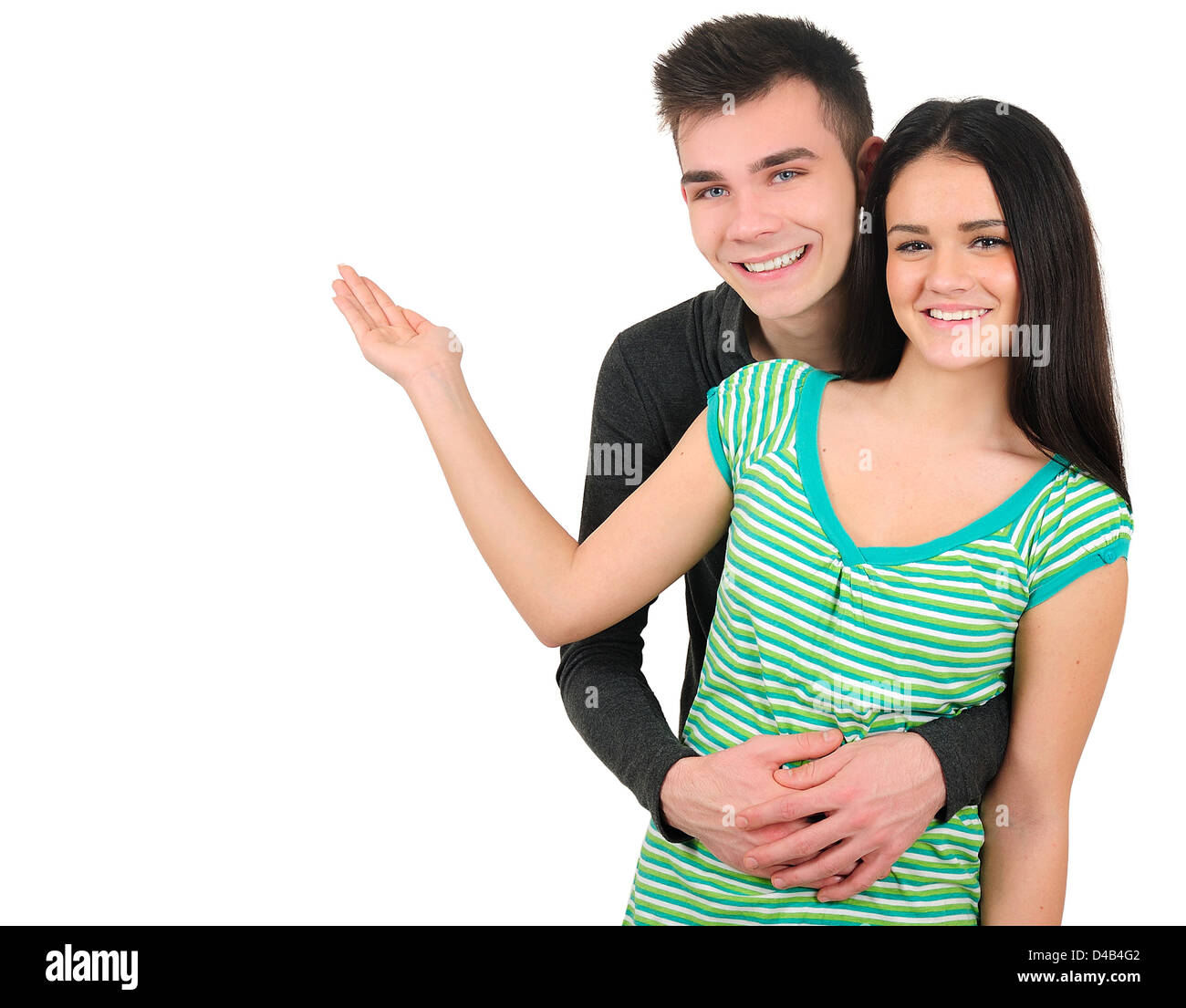 Isolated young casual couple standing Stock Photo