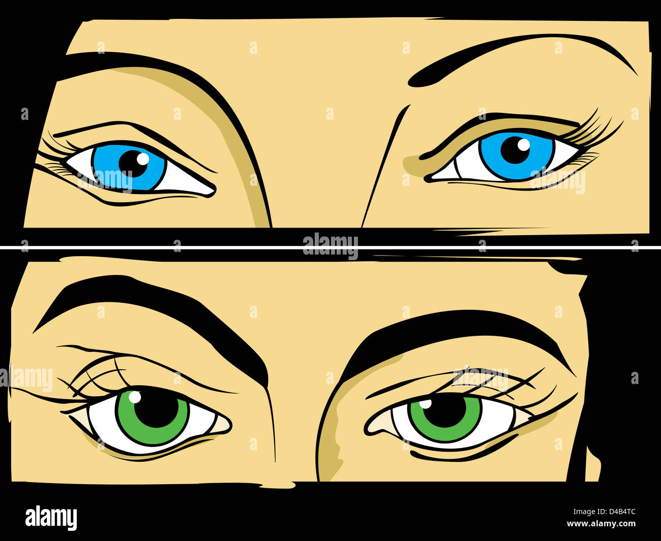 Pop Art/ comic style drawign of women eyes. Stock Photo