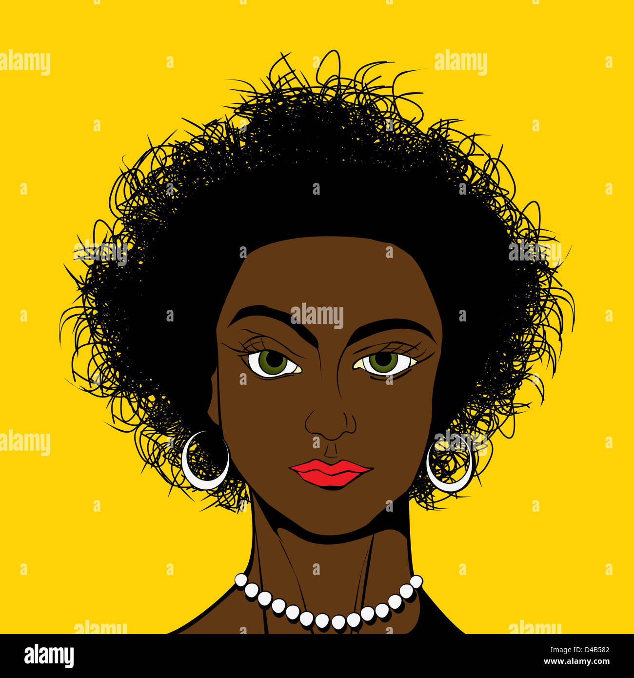 Beautiful african american girl avatar in Pop Art/Comic style drawing Stock Photo