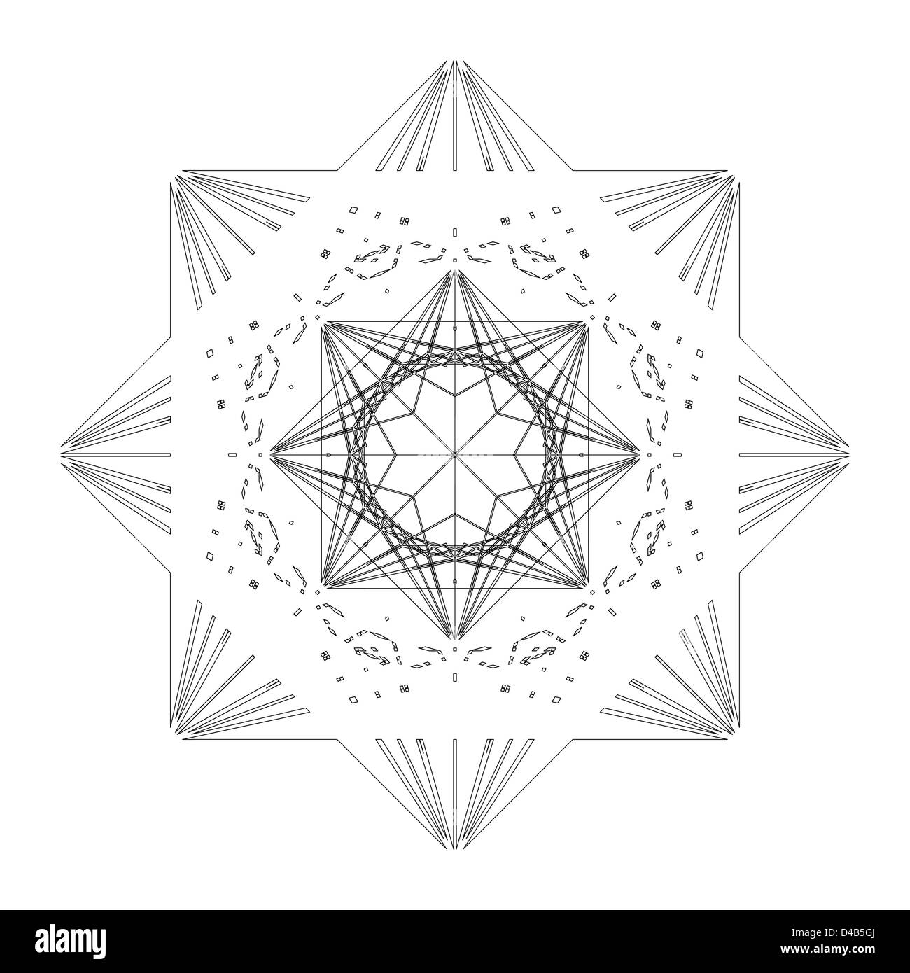 Star shape tile design, isolated objects on white background Stock