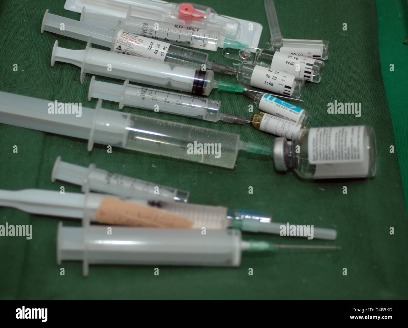 Selection of drugs prepared for use during surgery Stock Photo Alamy