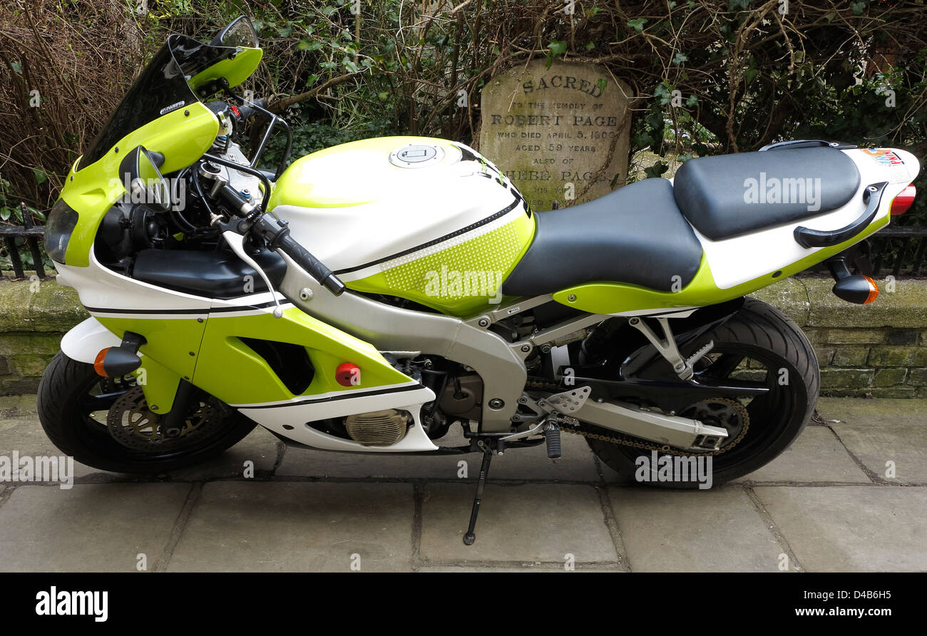Lime green motorcycle Stock Photo Alamy