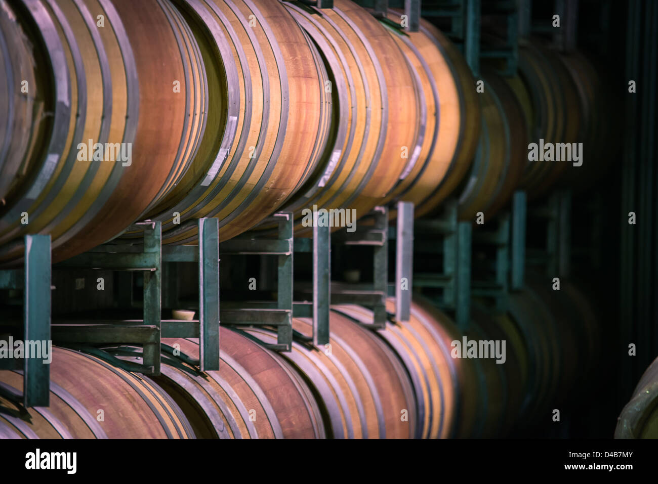Wine barrels stacked in cellar hi-res stock photography and images - Alamy