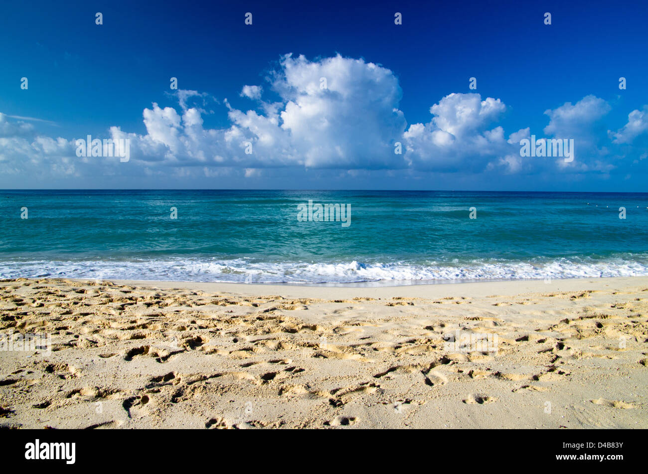 beautiful blue caribbean sea beach Stock Photo