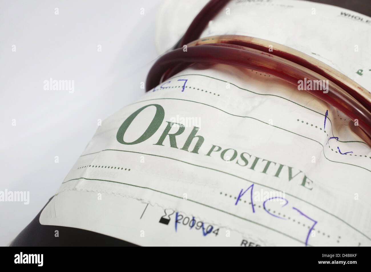 Blood bag containing o positive blood hires stock photography and