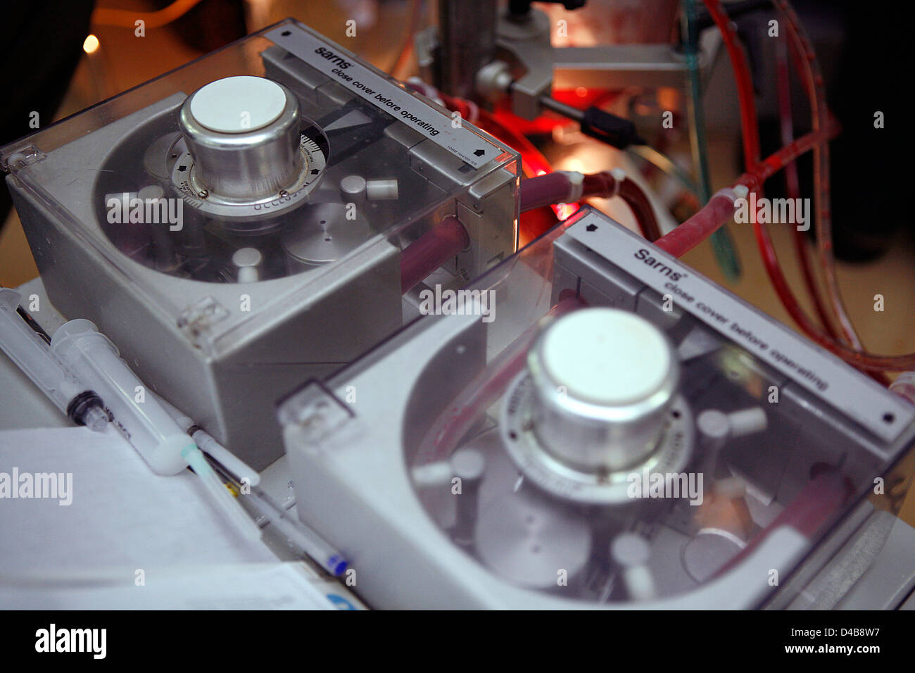 The machine used during surgery where needed heart be temporarily stopped able function as fully functioning heart lungs. Stock Photo