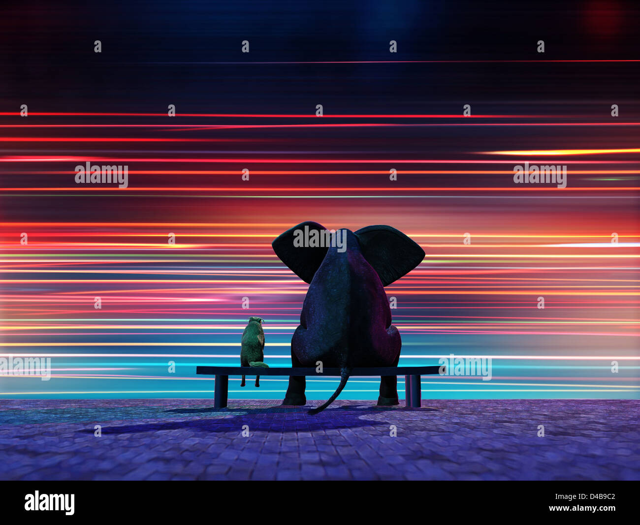 elephant and dog sitting on a roadside Stock Photo - Alamy