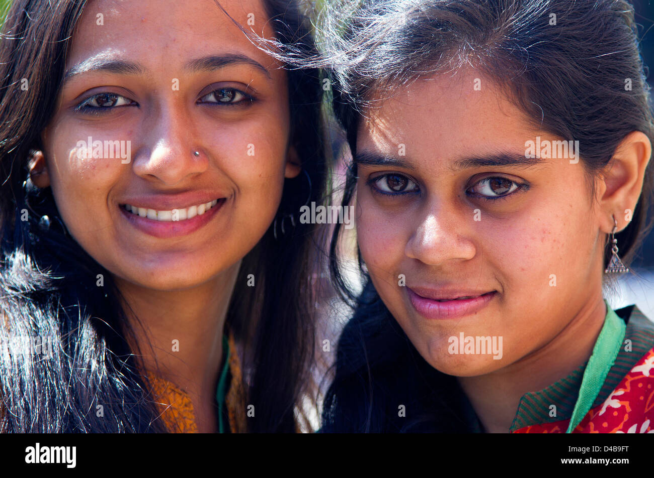 Two happy Indian girls Stock Photo