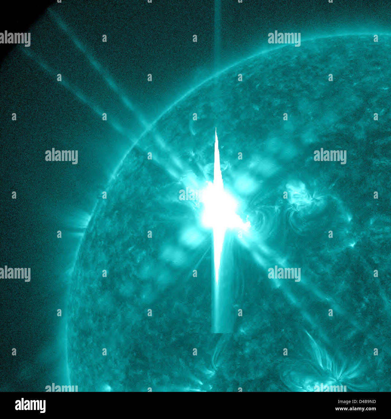 X Class Solar Flare Sends ‘Shockwaves’ on The Sun Stock Photo