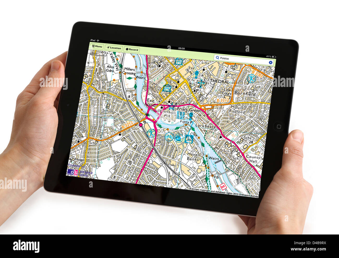 Using the OS MapFinder app on a 4th generation Apple iPad tablet computer Stock Photo