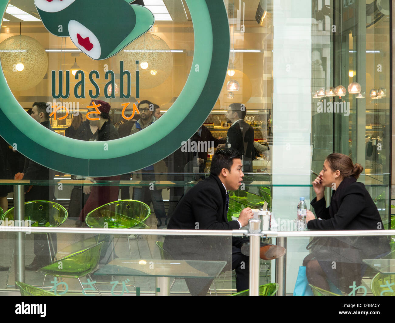 Wasabi sushi restaurant with people, London, England Stock Photo Alamy