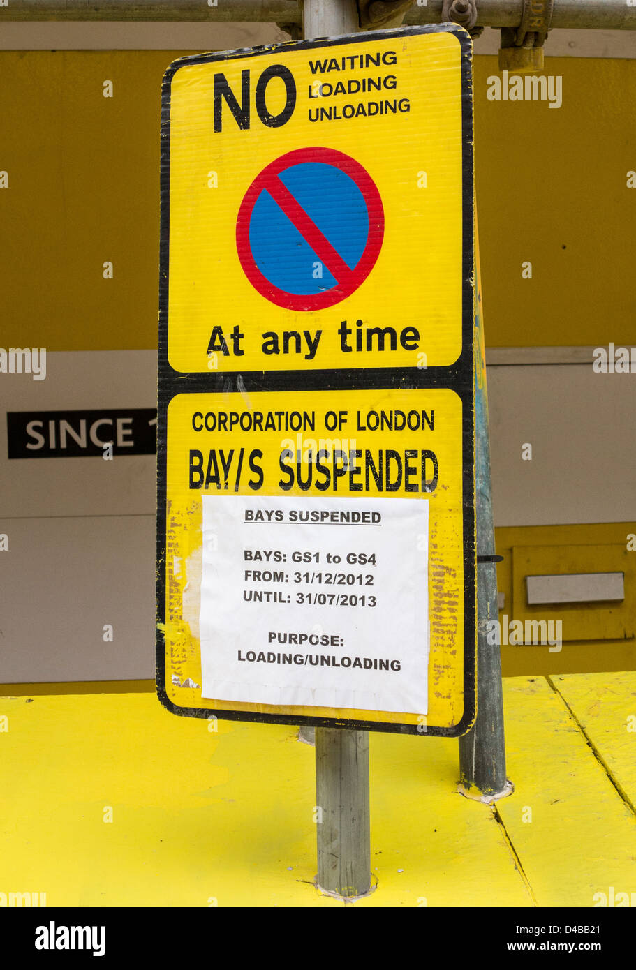 No waiting, loading or unloading, bay suspended sign in London, England ...