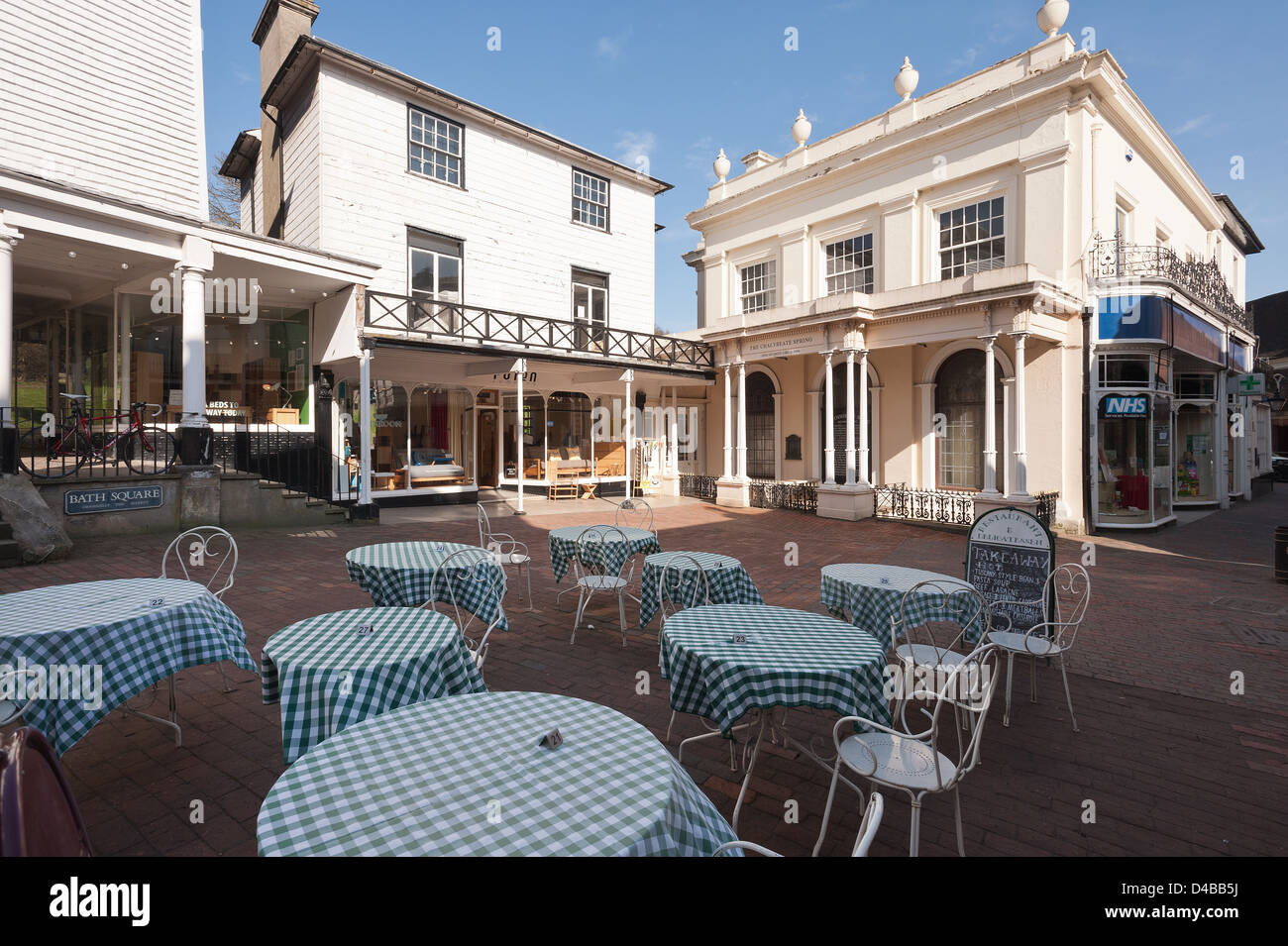 The Pantiles view of Royal Tunbridge Wells once the playground of gentry and royalty a spa resort on sunny morning Stock Photo