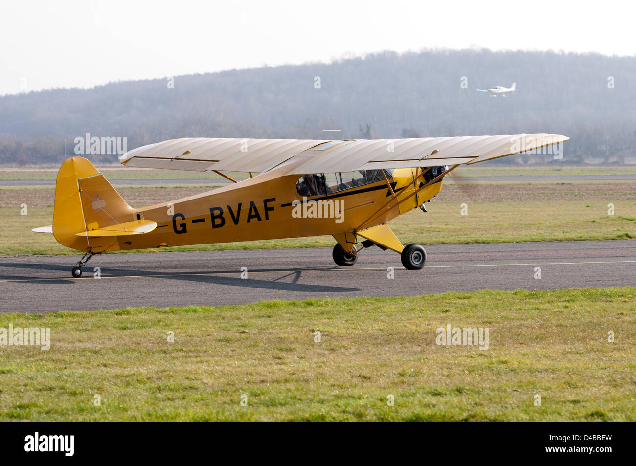 Piper Cub aircraft taxiing Stock Photo