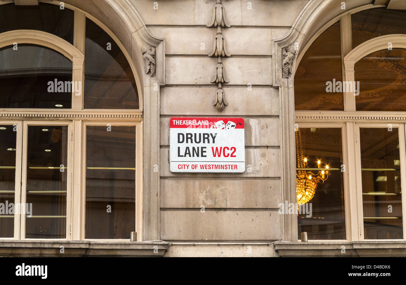 Drury Lane 'Theatreland' sign in London, England Stock Photo