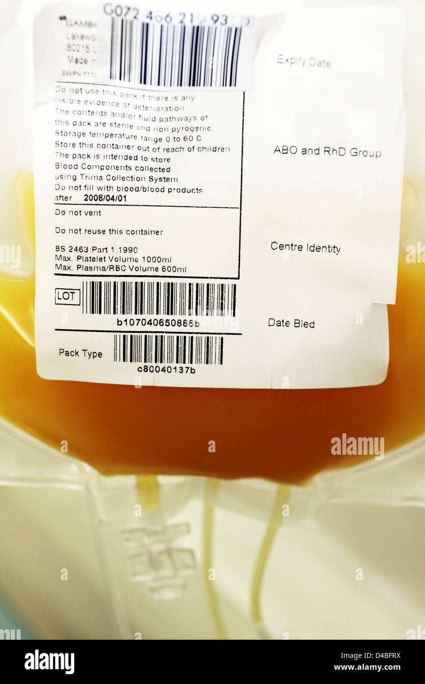 Platelets bag hi-res stock photography and images - Alamy