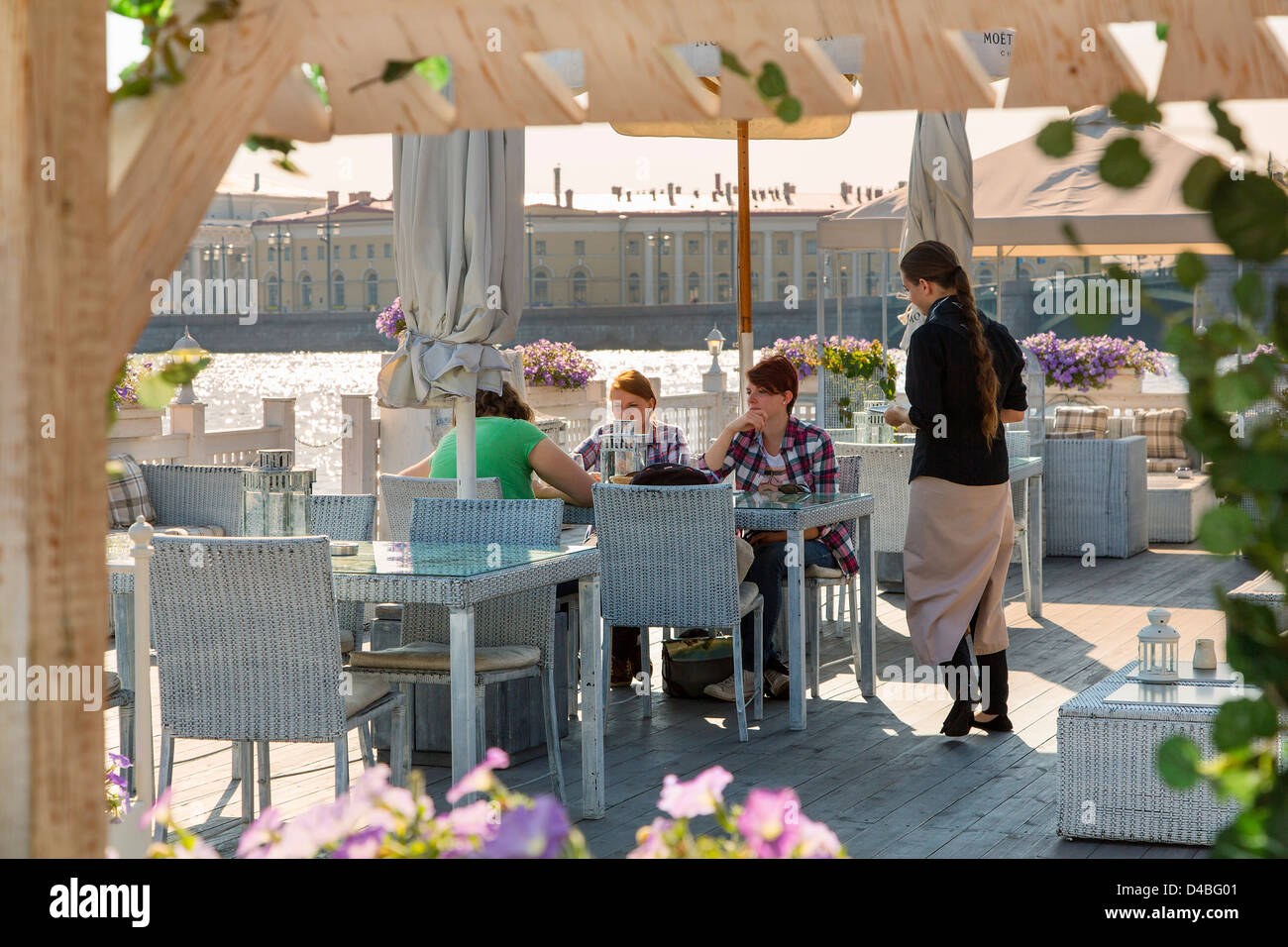 St. Petersburg, Terrace of the Flying Dutchman Restaurant Stock Photo