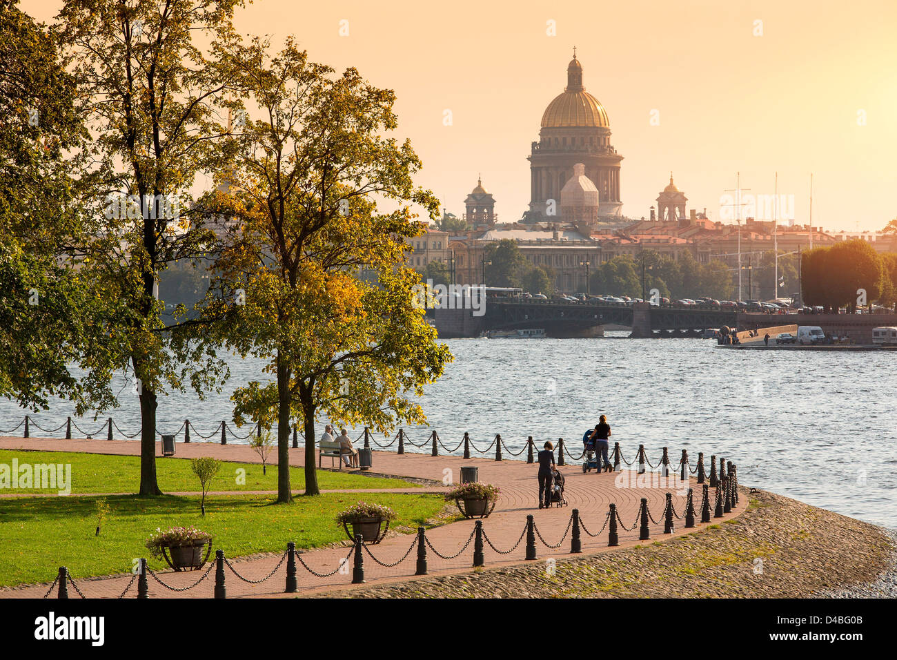 St. petersburg, St. Isaac's Cathedral Over The Neva River Stock Photo