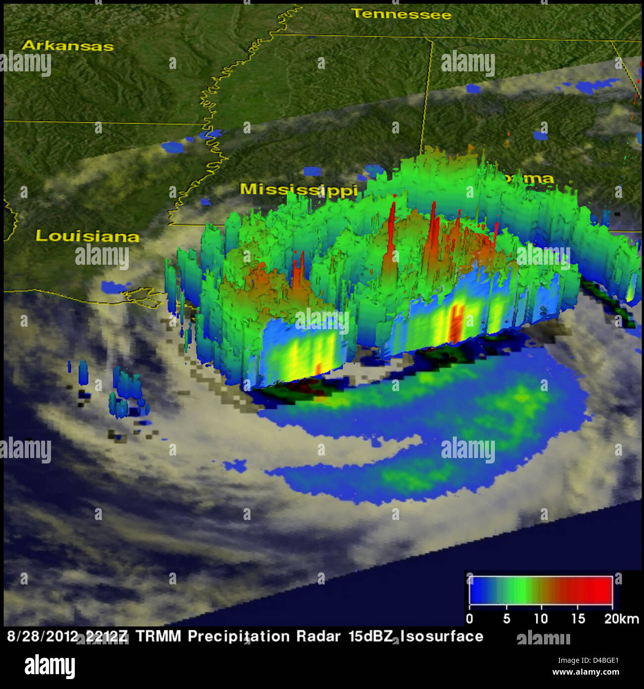 NASA's TRMM Satellite Sees Hurricane Isaac Drench Louisiana [3D View